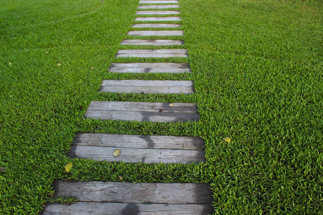 garden path, steps, garden